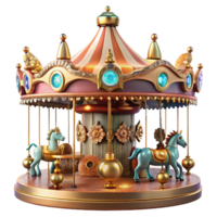 vibrant artistic A whimsical steampunk carousel, adorned with mechanical animals and intricate gears, colorful lighting, art nouveau style original png