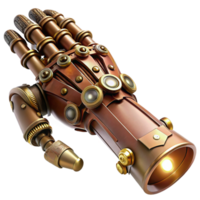 serene traditional A detailed steampunk prosthetic arm, intricate clockwork mechanisms, brass and copper, lit by a soft spotlight professional png