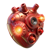 beautiful rustic A mechanical heart, intricately crafted with gears, pipes, and glowing crystals, lit by a pulsing red light, bioluminescent style genuine png