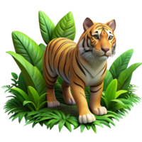impressive rustic A powerful tiger stalking through a dense jungle, dappled sunlight, hyperrealistic style exclusive png