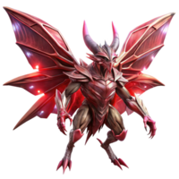 elegant classic A colossal, bio-engineered creature with crystalline wings, soaring through a crimson sky on a desolate alien planet. Dramatic lighting, fantasy art style detailed png