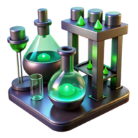 beautiful modern A deserted, futuristic laboratory filled with bubbling vials and flickering holographic displays, casting eerie green shadows. Low-key lighting, surreal style exclusive png