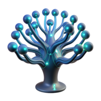 extraordinary rustic A bioluminescent tree with data streams flowing through its branches, dark and mysterious lighting, fantasy style high quality png