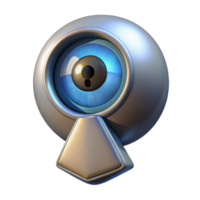 serene abstract A robotic eye peering through a digital keyhole, dramatic chiaroscuro lighting, renaissance style 4K png
