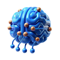 magnificent abstract A network of interconnected circuit boards forming a human brain, pulsating with electric blue light, biopunk style original png