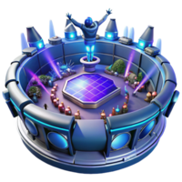 stunning minimalist A futuristic sports arena, filled with cheering crowds and holographic displays, during a fast-paced zero-gravity game. Dynamic lighting, sports illustration style premium png