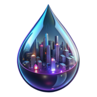 extraordinário rústico uma futurista paisagem urbana refletido dentro uma gota de chuva em uma janela, néon luzes e borrado reflexões, cyberpunk estilo Alto qualidade png