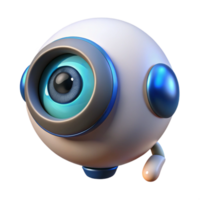 impressive minimalist A close-up of a robotic eye shedding a single tear, soft, blue light, melancholic style high quality png