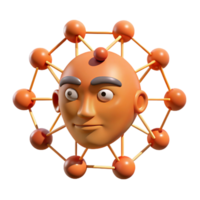 elegant modern A network of interconnected nodes forming a human face, pulsating with data streams, abstract art style high quality png