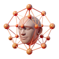 wonderful rustic A network of interconnected nodes forming a human face, pulsating with data streams, abstract art style detailed png