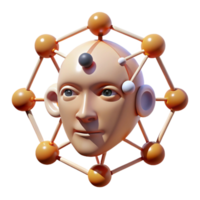vibrant classic A network of interconnected nodes forming a human face, pulsating with data streams, abstract art style exclusive png
