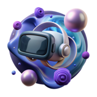 dramatic contemporary A virtual reality headset floating in space, surrounded by swirling nebulae, cosmic horror style high resolution png