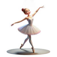 magnificent contemporary Portrait of a graceful ballerina with a flowing tutu, pointed toes, and a serene expression, lit by a single spotlight high resolution png