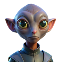 impressive minimalist Portrait of a curious alien with large eyes, unusual skin textures, and an inquisitive expression, lit by the glow of a spaceship 4K png