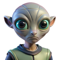 stunning abstract Portrait of a curious alien with large eyes, unusual skin textures, and an inquisitive expression, lit by the glow of a spaceship exclusive png