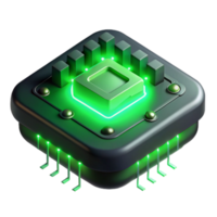 serene traditional A single, glowing circuit board floating in a dark void, eerie green light, abstract art style high resolution png