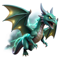 beautiful rustic A fierce dragon with emerald scales soaring through a storm-ridden sky, illuminated by flashes of lightning. Greg Rutkowski style genuine png