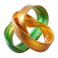 impressive abstract Intertwined ribbons of translucent amber and emerald, flowing like liquid light, under a warm, ambient glow high quality png