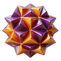 stunning rustic A kaleidoscope of tessellated triangles in deep purples and oranges, with a metallic sheen, lit by a single, focused spotlight original png