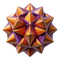 vibrant artistic A kaleidoscope of tessellated triangles in deep purples and oranges, with a metallic sheen, lit by a single, focused spotlight high resolution png