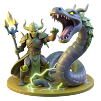 stunning abstract A courageous knight battling a monstrous hydra in a swamp, illuminated by flashes of lightning. Baroque style genuine png
