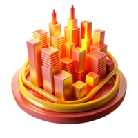 extraordinary vintage A dynamic composition of intersecting lines and curves, in vibrant hues of red and yellow, resembling a futuristic cityscape, under a neon glow high resolution png