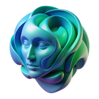 elegant rustic An abstract representation of a human face, composed of swirling lines and geometric shapes, in shades of blue and green, under a soft, ambient lighting authentic png