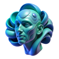 extraordinary abstract An abstract representation of a human face, composed of swirling lines and geometric shapes, in shades of blue and green, under a soft, ambient lighting genuine png