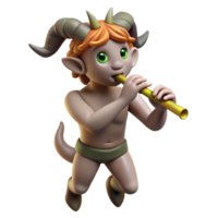 beautiful traditional A playful satyr playing a flute in a forest glade, dappled with sunlight. Renaissance style authentic png
