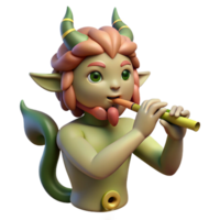 beautiful modern A playful satyr playing a flute in a forest glade, dappled with sunlight. Renaissance style high resolution png