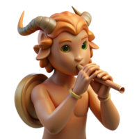 magnificent modern A playful satyr playing a flute in a forest glade, dappled with sunlight. Renaissance style 4K png