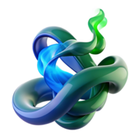 wonderful modern Intertwined ribbons of emerald green and sapphire blue smoke, illuminated by a hidden light source, smooth and flowing high quality png