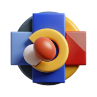 wonderful abstract A dynamic composition of overlapping circles and squares in bold primary colors, high contrast, Bauhaus style premium png