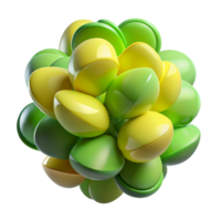 stunning minimalist A dynamic composition of overlapping, translucent shapes in shades of green and yellow, resembling plant cells, organic abstract high resolution png