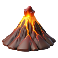 elegant creative An erupting volcano with lava flowing down its sides, fiery lighting, dramatic style high quality png