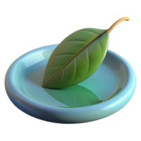 wonderful contemporary A single leaf floating on the surface of a still pond, soft lighting, minimalist style professional png