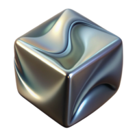 vibrant creative A single, levitating cube, made of polished chrome, reflecting a distorted image of the surrounding environment, surreal and abstract authentic png