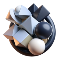 extraordinary abstract A dynamic composition of overlapping, geometric shapes in shades of black and white, minimalist and graphic high quality png