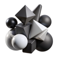 beautiful artistic A dynamic composition of overlapping, geometric shapes in shades of black and white, minimalist and graphic detailed png