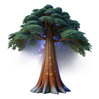 serene artistic A colossal sequoia tree reaching into a starry night sky, illuminated by the Milky Way, digital painting style high resolution png