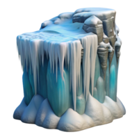 elegant creative A frozen waterfall cascading down a cliff face, crisp winter light, photorealistic high quality png