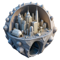 impressive modern A futuristic city built within a gigantic, hollowed-out asteroid, intricate networks of tunnels and bridges connecting various levels, lit by a central artificial sun exclusive png