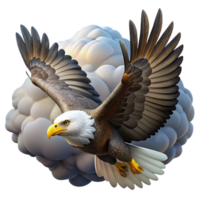 stunning traditional A majestic bald eagle soaring through a cloudy sky, dramatic lighting, realistic style exclusive png