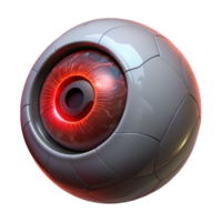 stunning contemporary A lone, robotic eye floating in a dark void, its pupil glowing with an intense, crimson light, intricate circuitry visible on its surface 4K png