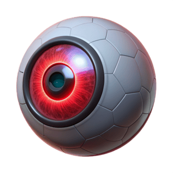 magnífico abstrato uma solitário, robótico olho flutuando dentro uma Sombrio vazio, Está aluno brilhando com a intenso, carmesim luz, intrincado circuitos visível em Está superfície exclusivo png