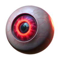 dramatic classic A lone, robotic eye floating in a dark void, its pupil glowing with an intense, crimson light, intricate circuitry visible on its surface original png