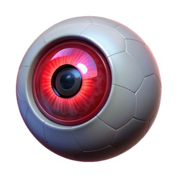 extraordinário tradicional uma solitário, robótico olho flutuando dentro uma Sombrio vazio, Está aluno brilhando com a intenso, carmesim luz, intrincado circuitos visível em Está superfície autêntico png