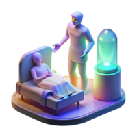 elegant minimalist A holographic projection of a deceased loved one, flickering and glitching, illuminated by the warm light of a bedside lamp, a grieving figure reaching out exclusive png