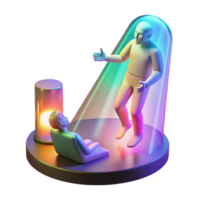 extraordinary creative A holographic projection of a deceased loved one, flickering and glitching, illuminated by the warm light of a bedside lamp, a grieving figure reaching out 4K png