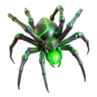 elegant modern A giant, biomechanical spider weaving a web of glowing energy, intricate patterns forming in the air, illuminated by an otherworldly green light 4K png